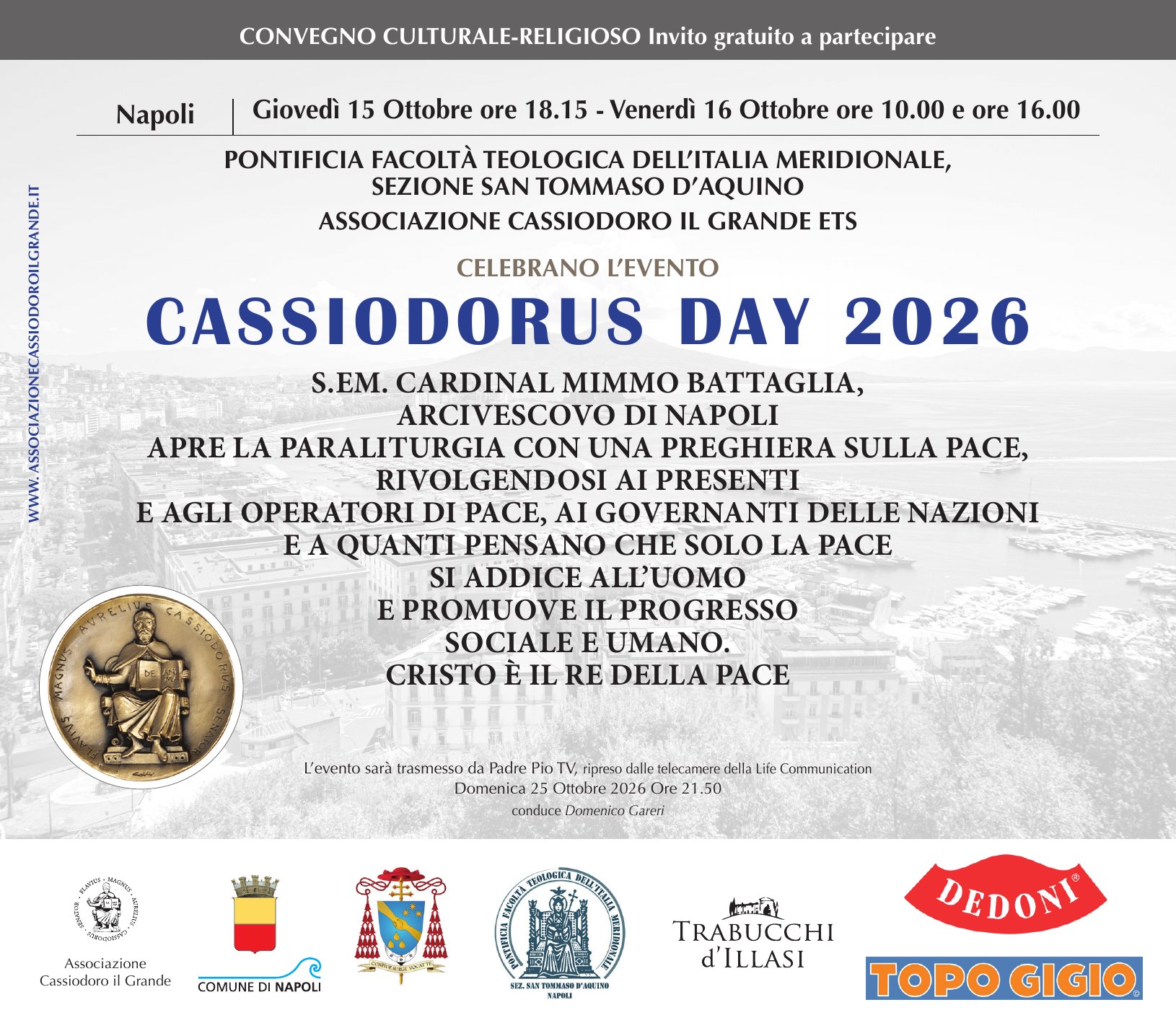 Fronte dell'invito al Cassiodorus Day 2026 a Napoli